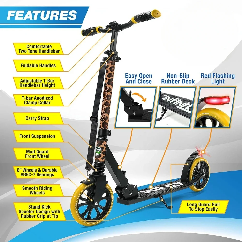

-for Foldable Kick Scooter - Stand Kick Scooter For Teens And Adults With Rubber Grip At Tip, Alloy Deck