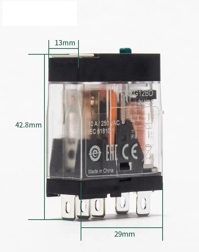 Schneider Interface Relay Rxg22bd Relay Rxg23bd Rxg12bd with Test Button Rxg24vdc Relay 8-Foot Base