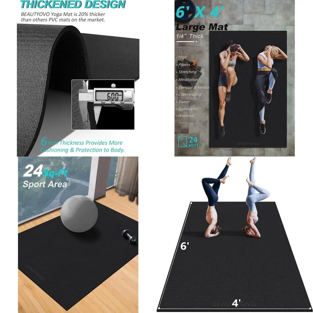 

Очень толстый коврик для йоги размером 6x4 дюйма, двусторонний нескользящий, идеально подходит для мужчин и женщин, коврик для упражнений площадью 24 кв. фута для йоги, пилатеса и домашнего фитнеса.