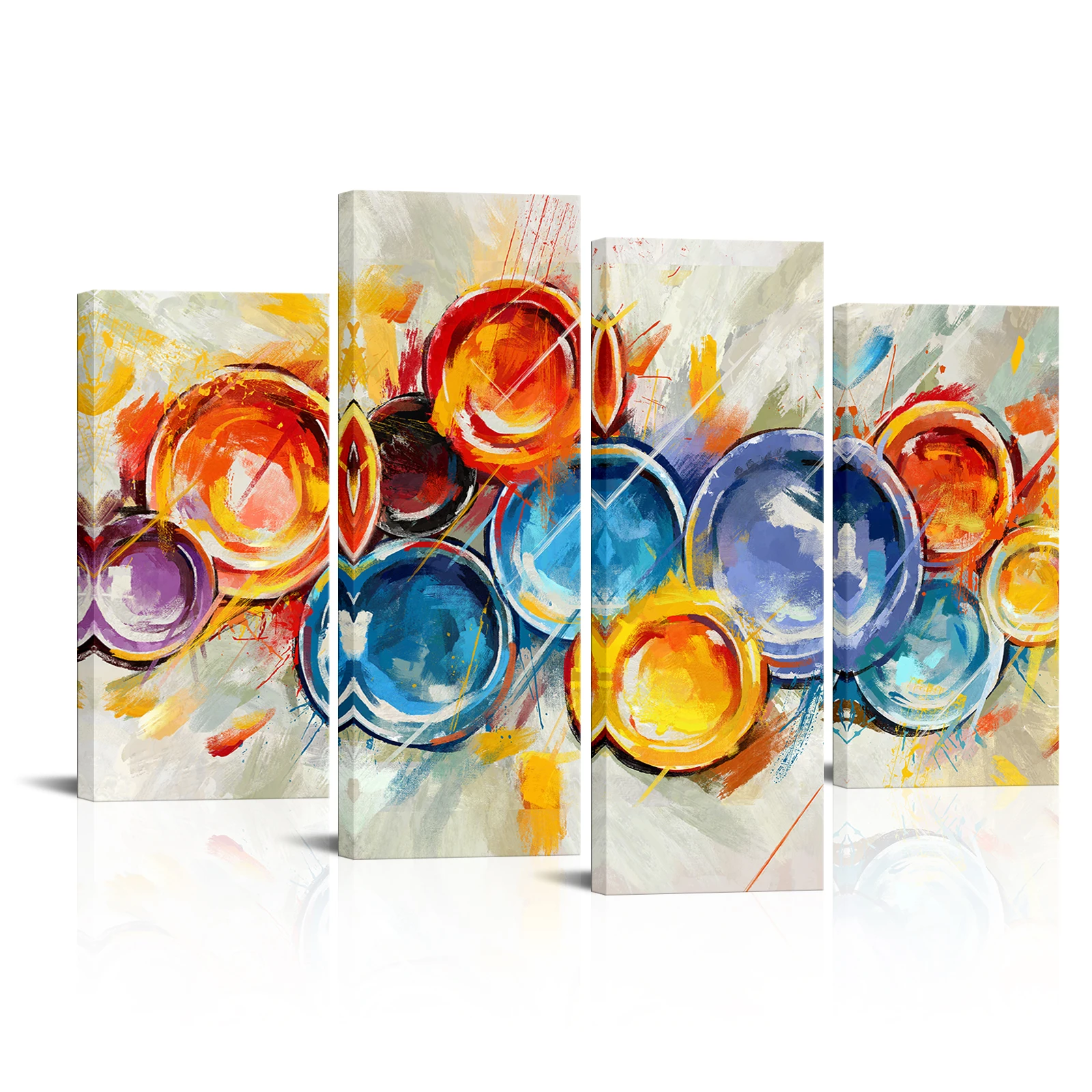 

4 Pieces Colorful Pigment Wall Art Poster Abstract Paint Cup Print Canvas Painting Modern Style Picture Living Room Home Decor