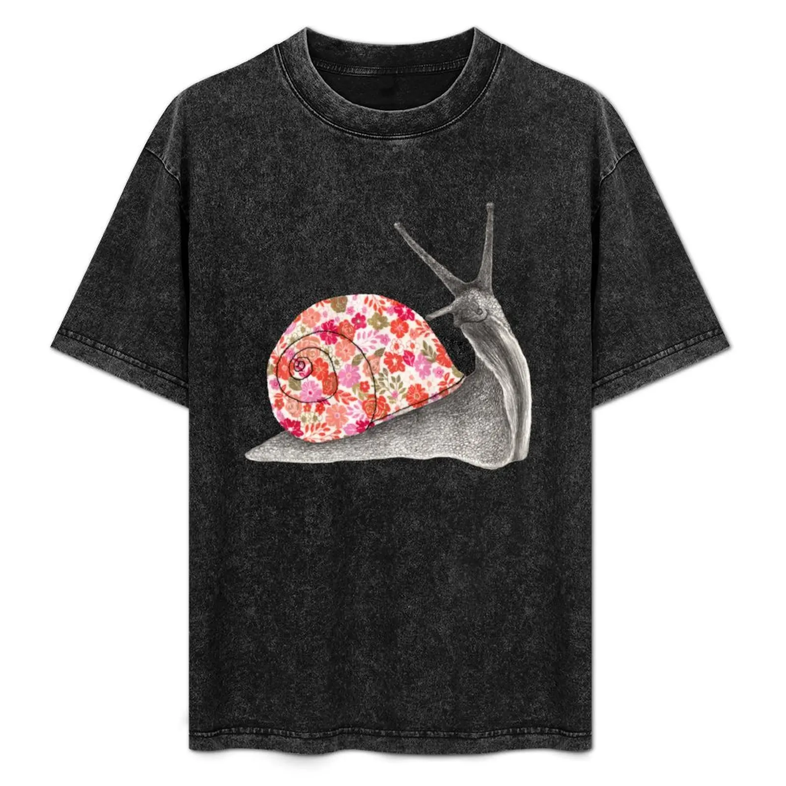 

Happy Floral Snail T-Shirt Street Fashion Casual Tee Shirt