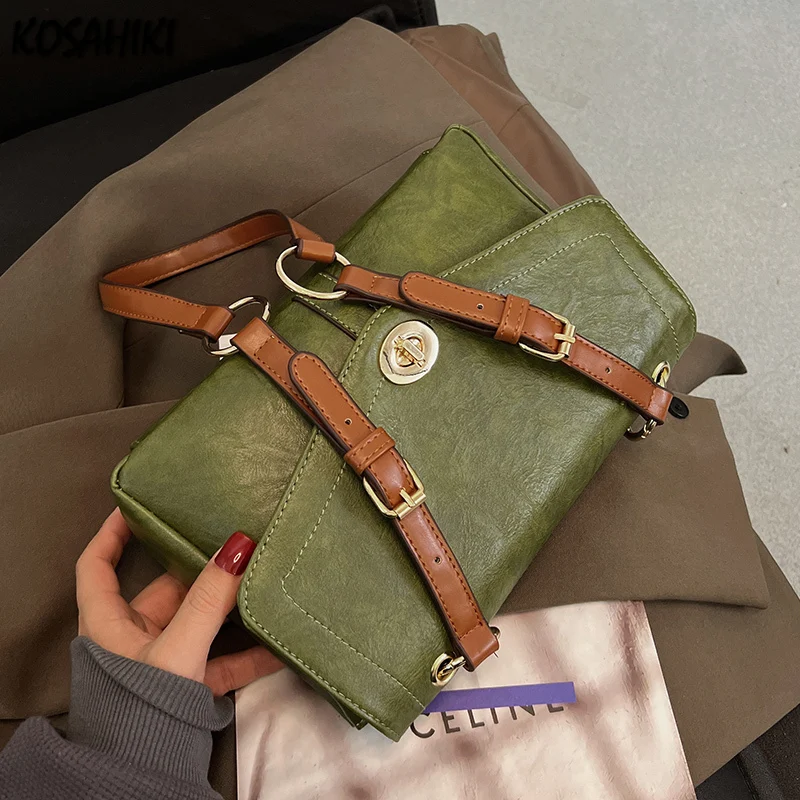 2024 nowych damskich modnych torebki pasujących do modnych solidnych torebka Vintage na ramię biurowych prostych eleganckich toreb Crossbody Y2k