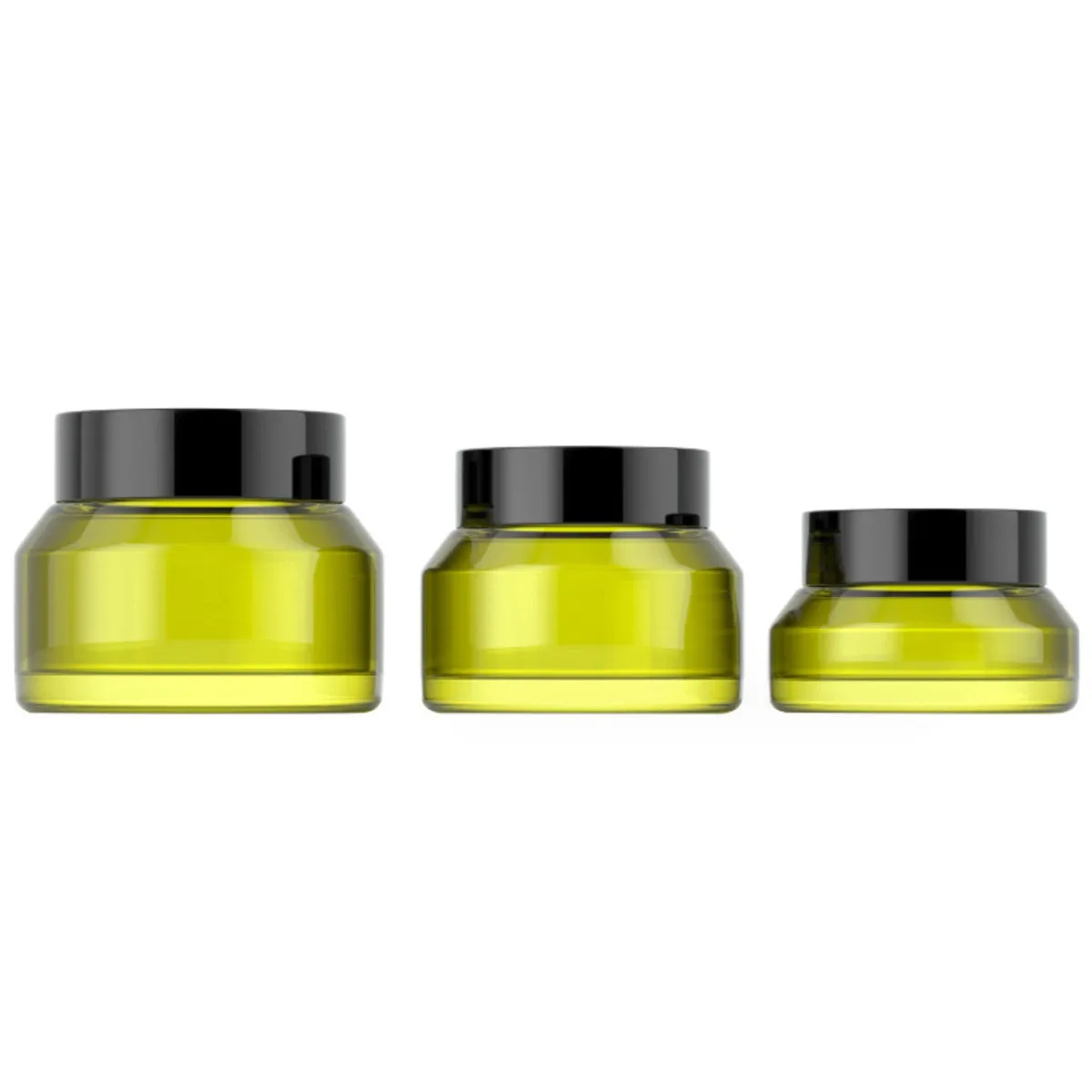 5x 15g 30g 50g Olive Green Glass Face Cream Jar Cosmetic Container Jar Black Lid Screw Cap Glass Bottle Pot Box Oblique Shoulder