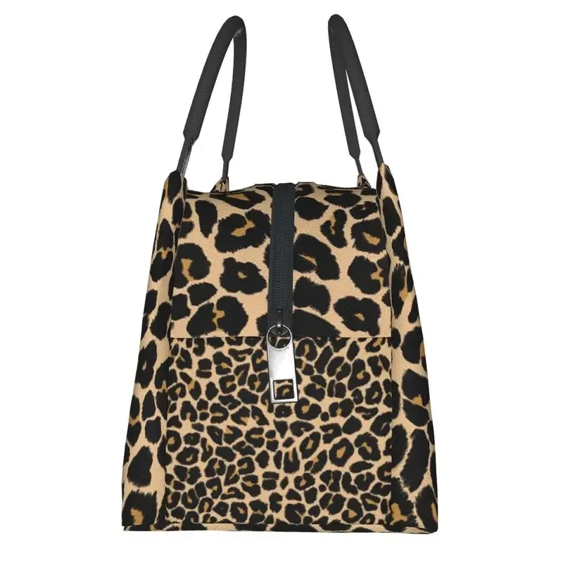 Leopard Skin Print Traditional Colours Insulated Lunch Bags for Women Animal Texture Resuable Cooler Thermal Food Lunch Box