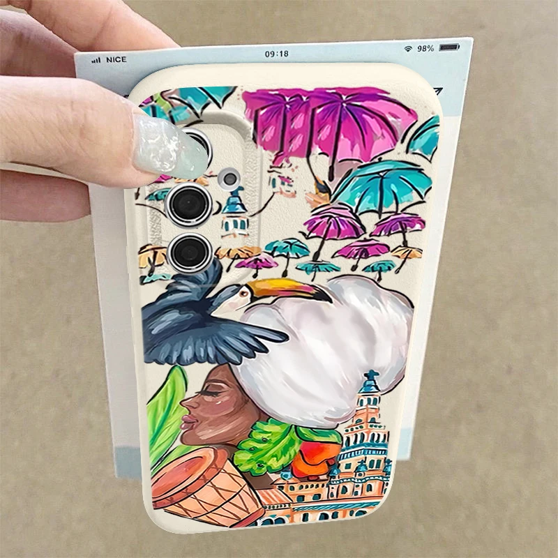 Funda con Diseño Tropical de Tucán para Samsung Galaxy S26 Ultra S25 Edge S24 S23 S21 FE A54 A15 A35 A55 A16 A36 A56 A17 A37 A57 5G