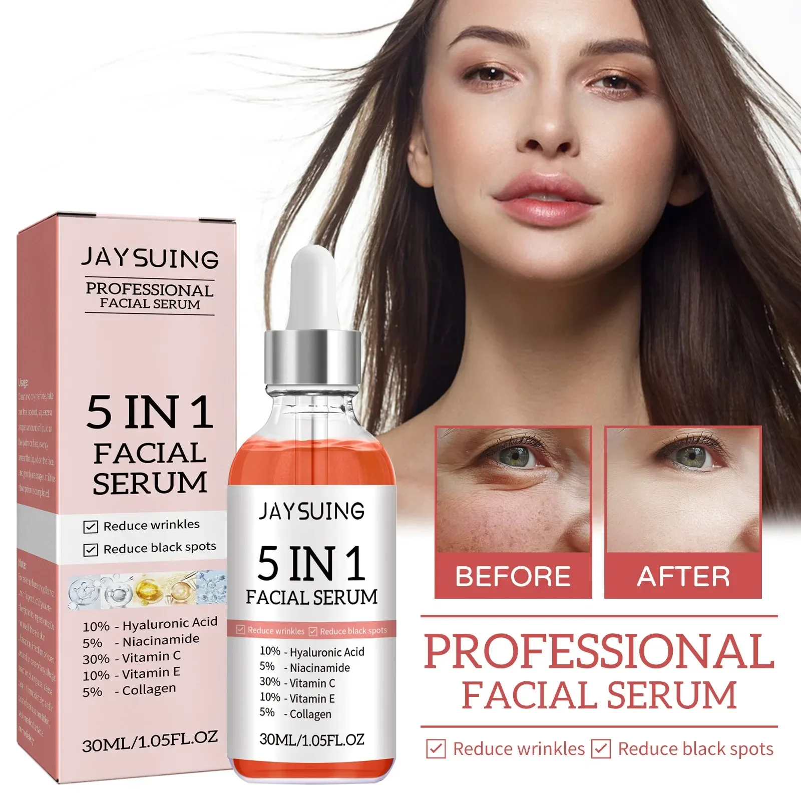 5 in 1 Face Serum Hydrating Hyaluronic Acid Vitamin C Face Serum Smoothing and Brightening Care Hydrating and Moisturizing Skin