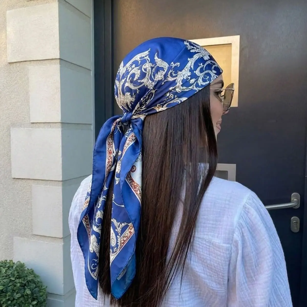 New 90cm Luxury Brand 2026 Dot Print Square Silk Scarf for Women Hijab Hair Bands Neckerchief Female Satin Shawl Ribbon Headband