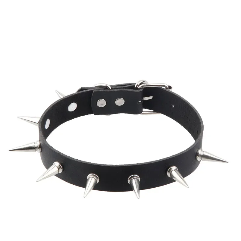 

European and American Dark Gothic Style PU Leather Collar Exaggerated Retro Personality Rivet Pointed Nail Punk Collar Figure