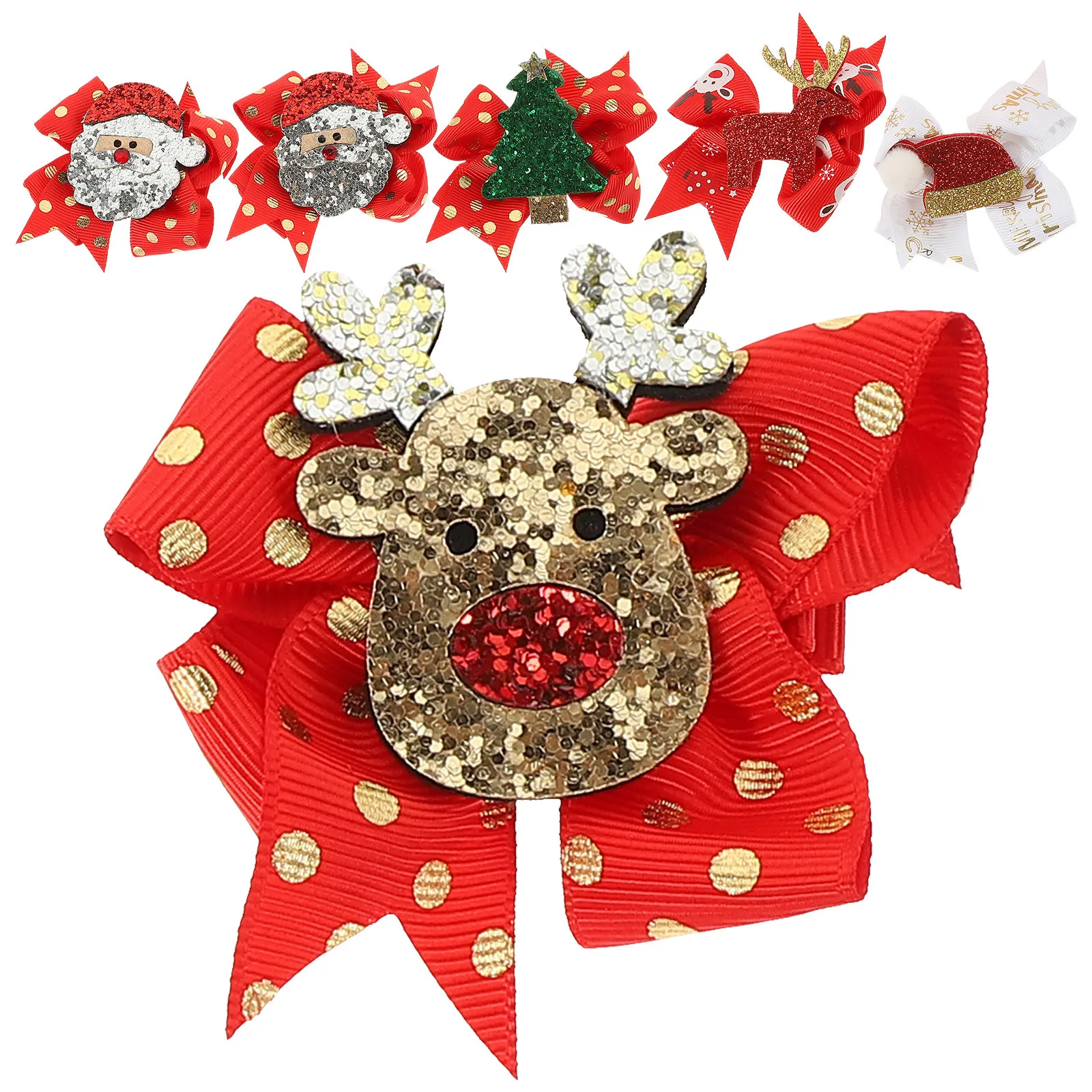 

6Pcs Christmas Hairpin Bowknot Hair Clips for Kids Girls Durable Long-Lasting Cute Hair Accessories for Party Gifts