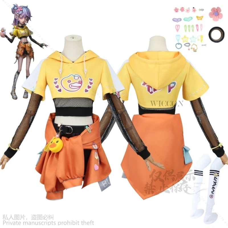 Anime Game Identity V Cosplay Yellow Duck Perfumer Vera Nair Costume Buffy Uniform Wig Party Anime Role Outfit For Woman Man