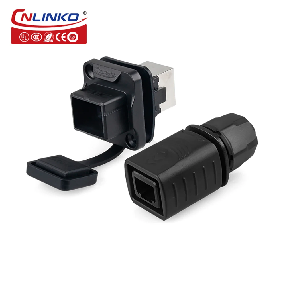 CNLINKO Waterproof PBT RJ45 Connector 8P8C Ethernet Cable Head Plug Gold-plated Panel Socket Network RJ45 Crimper Connector