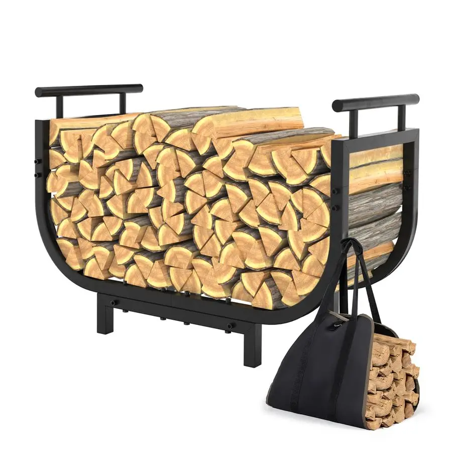 

Outdoor Firewood Rack with 600D Carrier Bag, Heavy Duty Wood Holder Included Ergonomic Handles, 330lbs Load Capacity Indoor Log