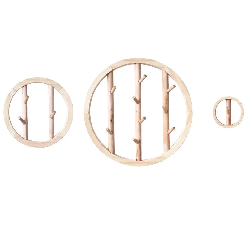 

Round solid wood wall hook, living room entrance coat hook decoration creative door bag key hanger