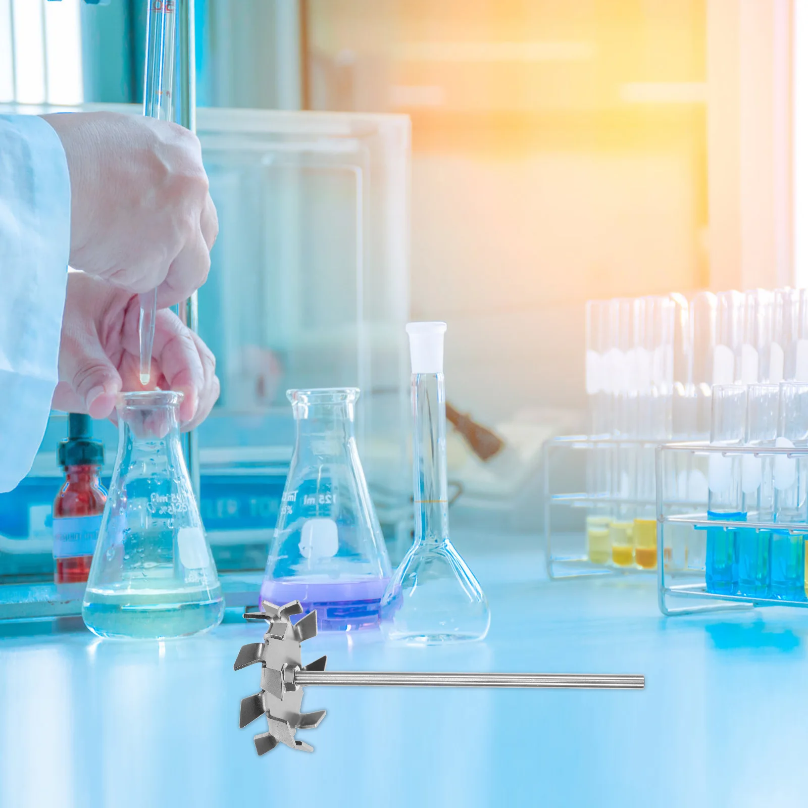 Stir-fried Leaf Dispersion Tray Electric Stirring Rod Lab Paddle Stirrer Manual Pot Machine Liquid Mixer Silver Homogenizer