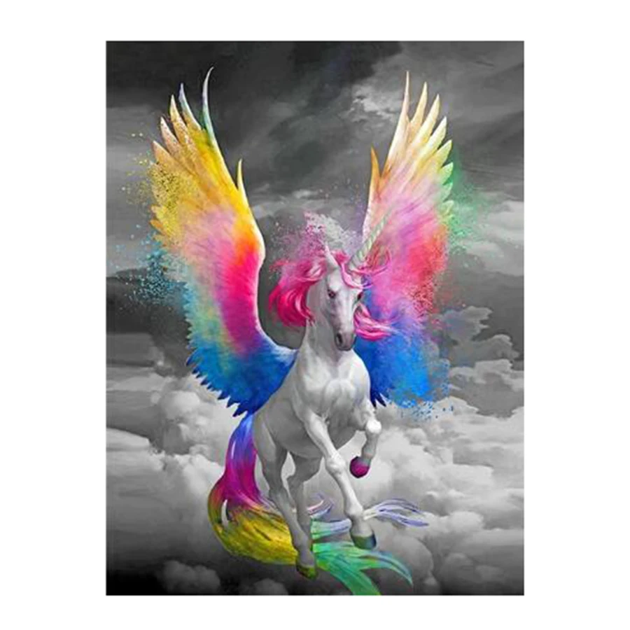 Diamond Embroidery Mosaic Horse Wing 5D Diy Diamond Painting Animal Colorful Square Round Home Decor