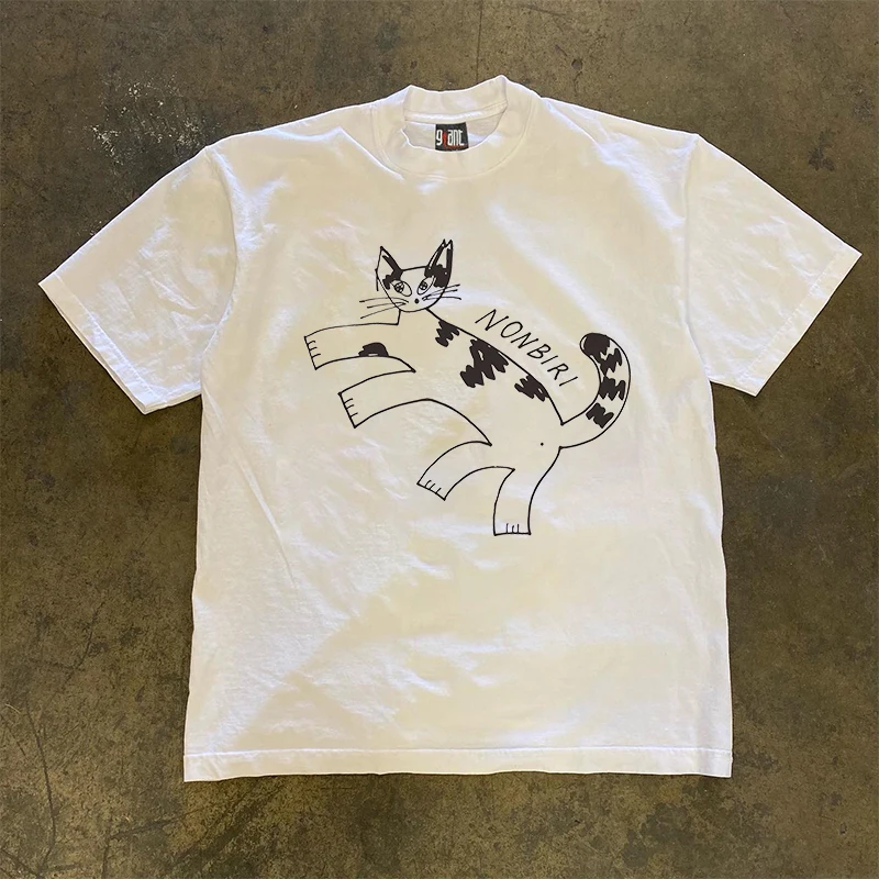 

Heavyweight 260g Pure Cotton Short Sleeve T-Shirt Xiaocheng Story Design Student Couple Sensation Foot Lift Small