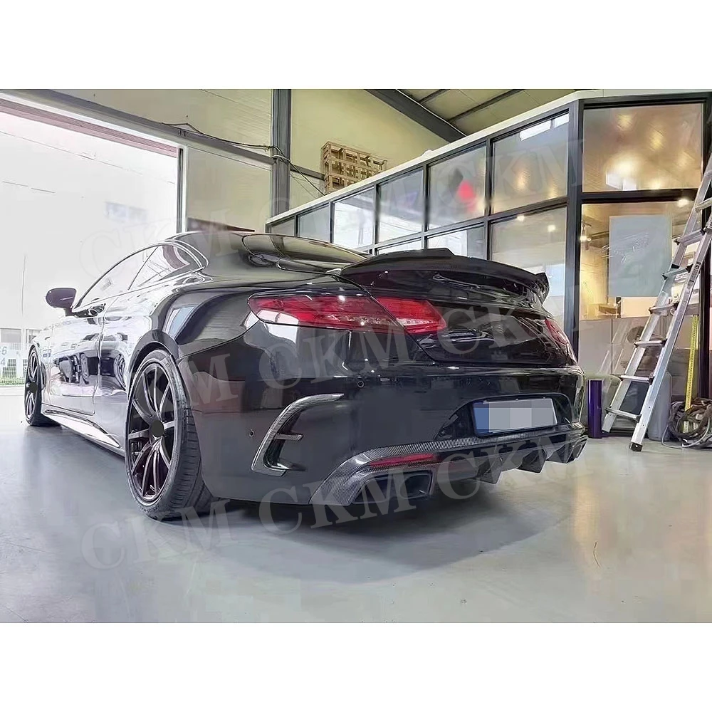 B Style Rear Bumper Air Vent Trims Spoiler Car Body Kits for Mercedes Benz S Class W217 C217 S63 65 AMG Coupe 2014-2019