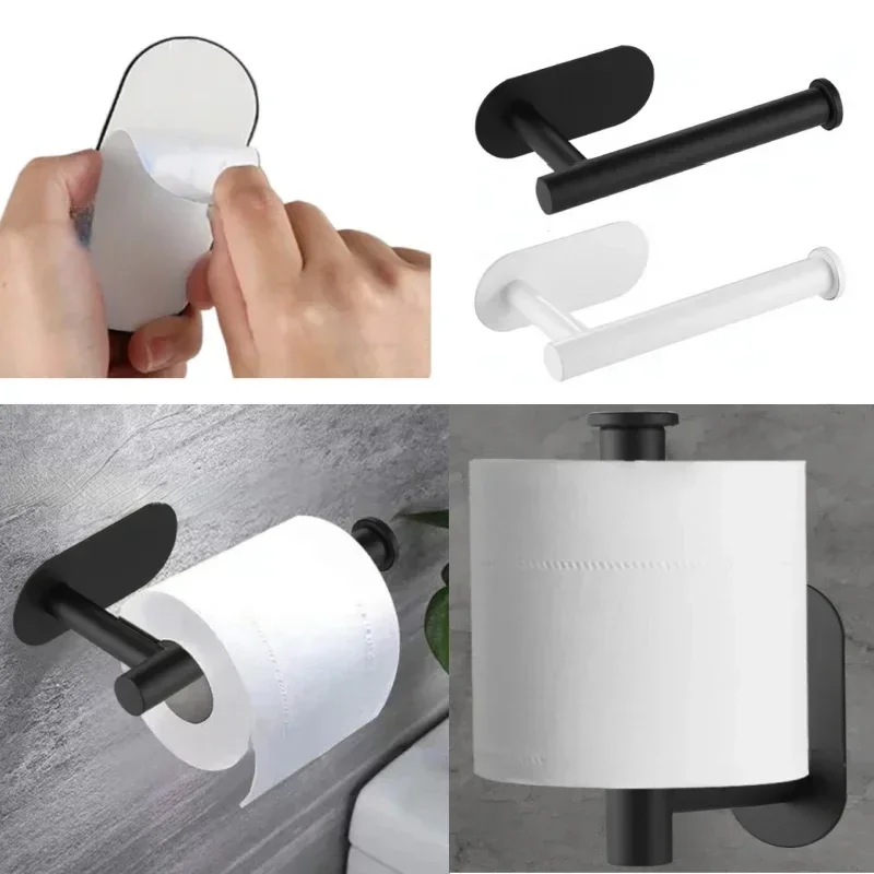 Practical Convenient Bathroom Accessories Kitchen Toilet Tissue Holder Back Adhesive Tape Roll Paper Storage Rack Tool