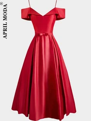 Robes De Soiree Solid Satin Long Women Dress A-Line Off The Shoulder Elegant Summer Gowns For Party Ladies Maxi Dresses Femme