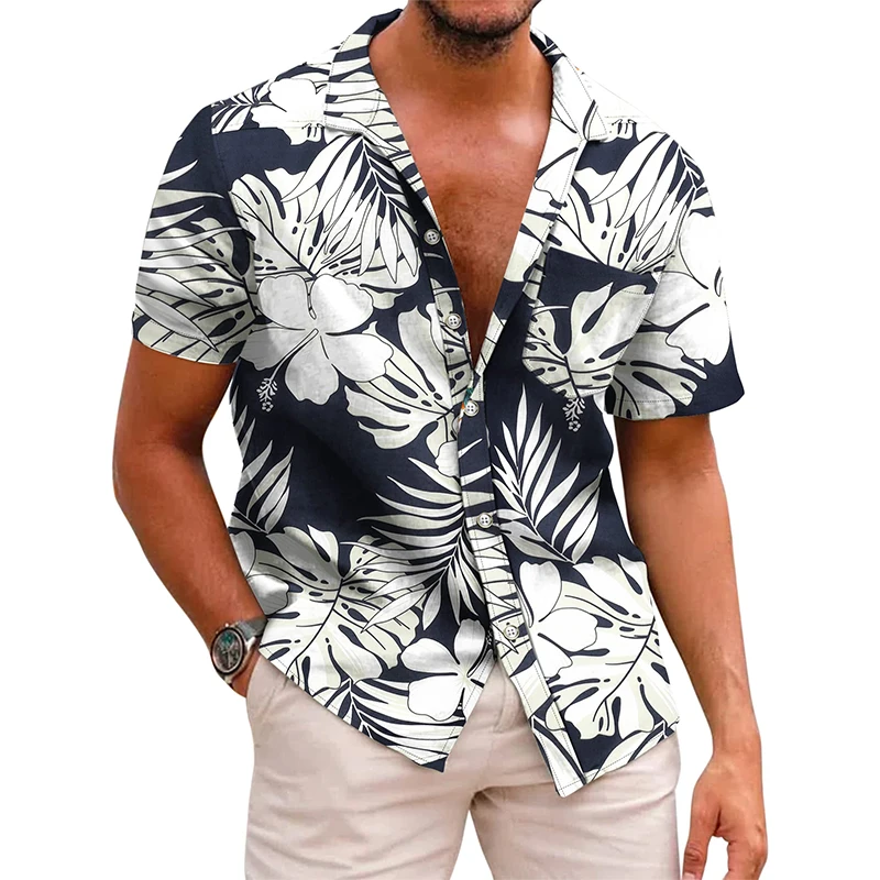 Mens Hawaiian Shirts Casual Short Sleeve Button Down 3D Print Tropical Beach Shirt Blouses For Men Camisa Manga Corta Hombre