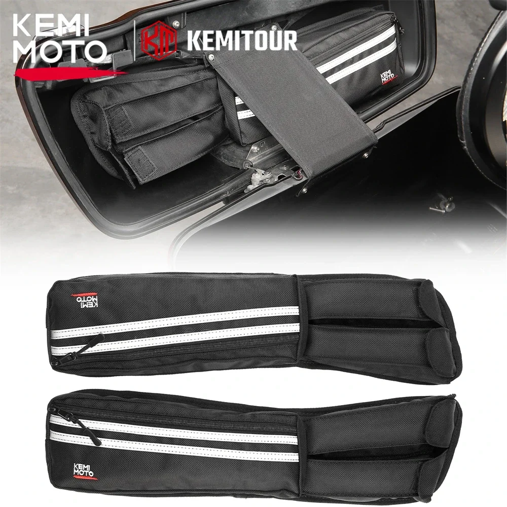 Motorcycle Saddlebag Lid Organizers Bag 2 Pack for 1980-2024 Touring Street Glide Road King Road Glide Electra Glide FLT FLH Bag