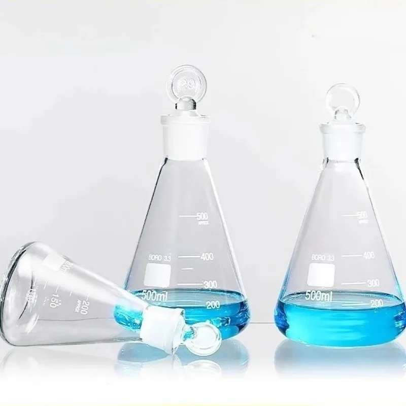 Ground Joint Stopper Conical Flask Sealed Glass Erlenmeyer Vessel Heating Reaction Lab Glassware