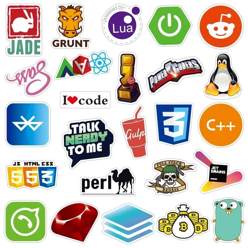 1Set = 100PCS Programmierer Programmierung Aufkleber Trolley Fall Computer Aufkleber Nette Wasserdicht