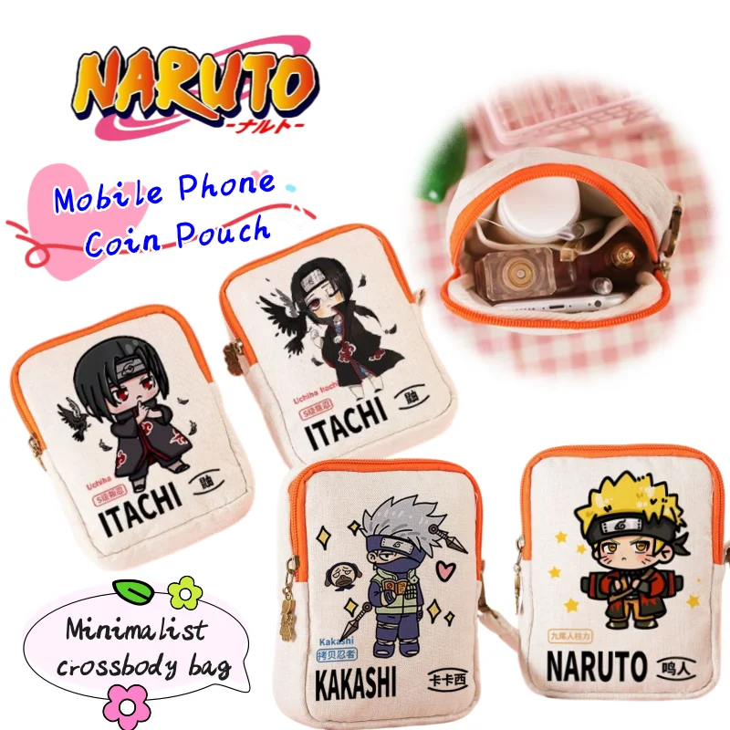 Neue NARUTO Uzumaki Naruto Uchiha Sasuke Hatake Kakashi Umhängetasche mit Hohem Farbwert für Mobiltelefon und Kleingeld – Detail 1