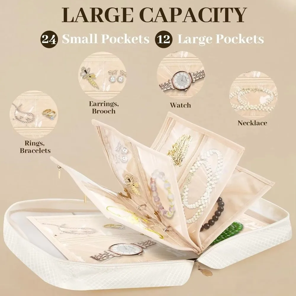 Oxford Fabric Travel Jewelry Organizer Removable Pages Loose Leaf Binder Portable Jewelry Bag Velvet Inner Pages
