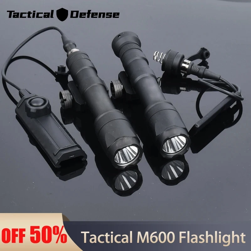 Airsoft Wadsn M600C M600 Powerful Flashlight Tactical Scout Light AR15 Rifle Weapon LED Hunting Dual Function Pressure Switch