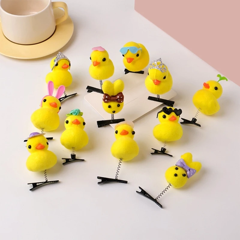 12pçs grampo cabelo pato desenho animado para mulheres meninas festival 3d grampo cabelo pato pino lateral