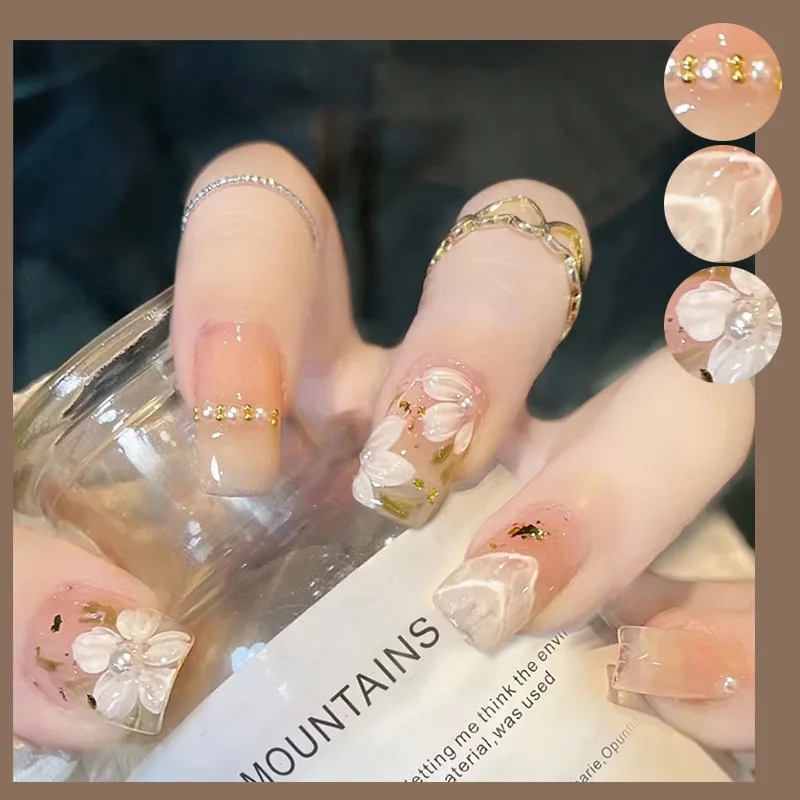 24 قطعة وردية لطيفة فرنسية لامعة يرتدي الأظافر وهمية نصائح موضة حلوة قصيرة مستديرة اضغط على الأظافر التدرج انفصال أظافر صناعية