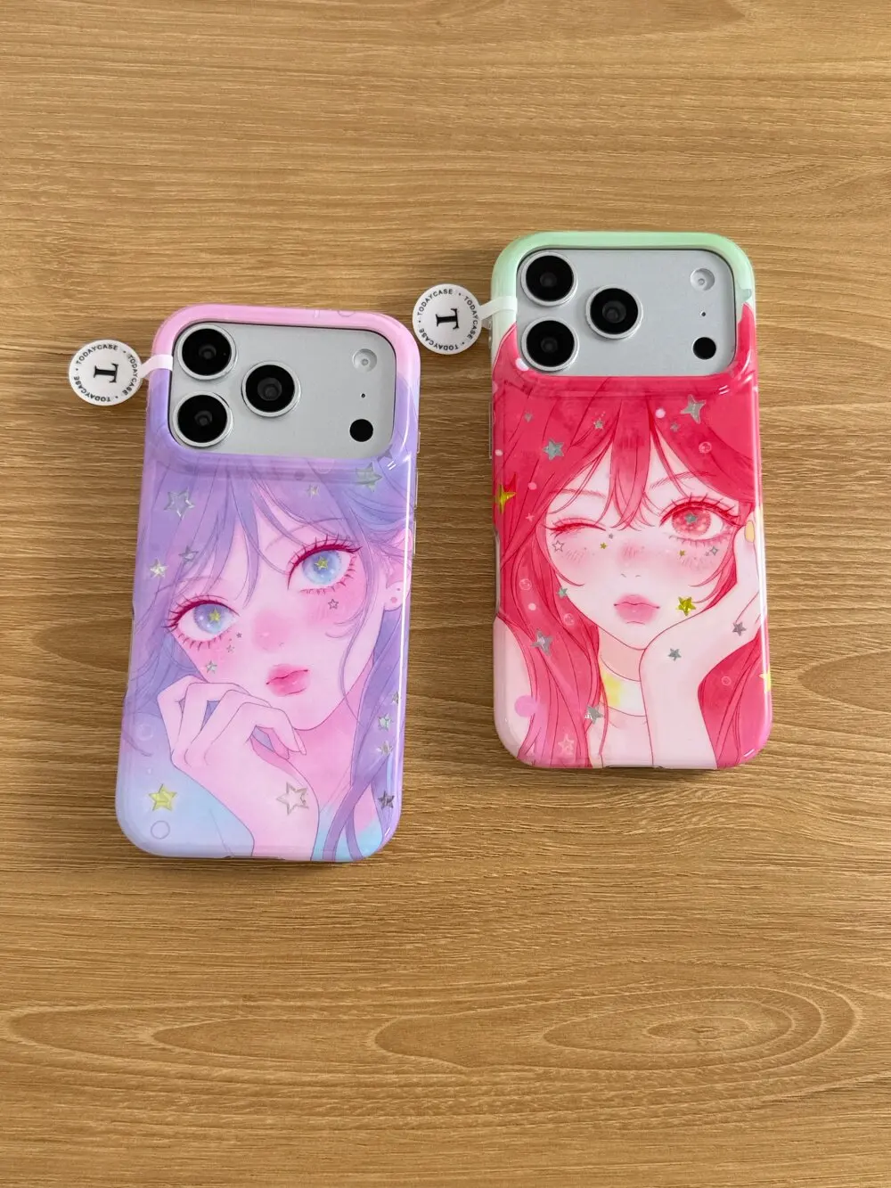 Japanese Anime Red Purple-haired Beautiful Girls Phone Case For iPhone 18 18duo 17air 17 16 15 14 13 12 11 Max Plus Pro Cover