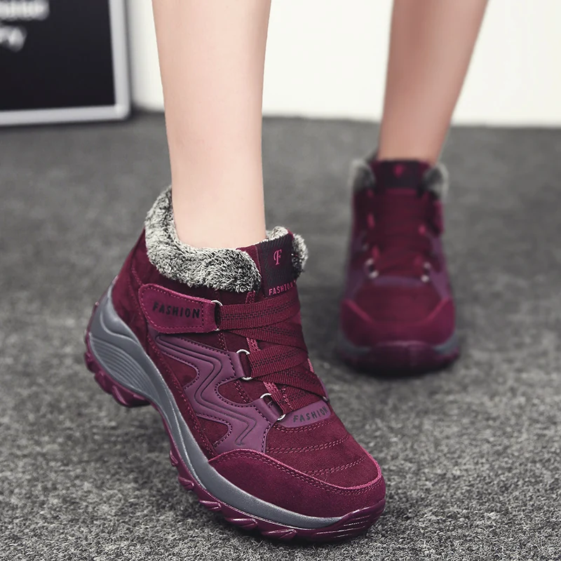 Winter Boot Women Snow Walking Shoes Warmth Boots Casual Outdoor Sports Shoes Plus Velvet Thick Bottom Increasing Height Sneaker