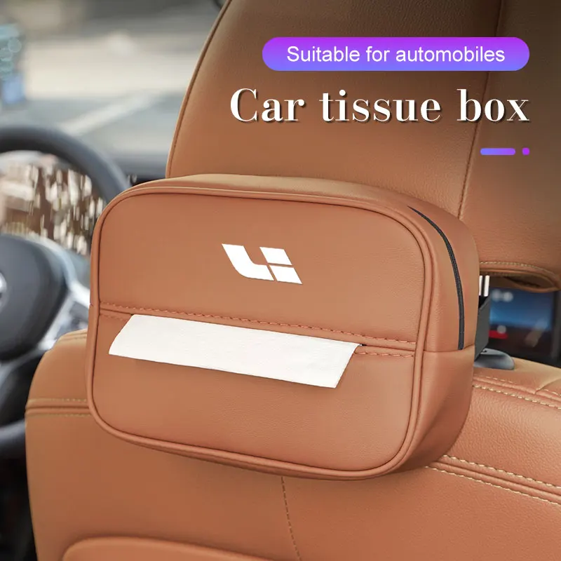 

For Leading Ideal Li Xiang L7 L8 L9 2022 2023 Leather Car Interior Tissue Box Seat Back Hanging Paper Storage Bag Accessories
