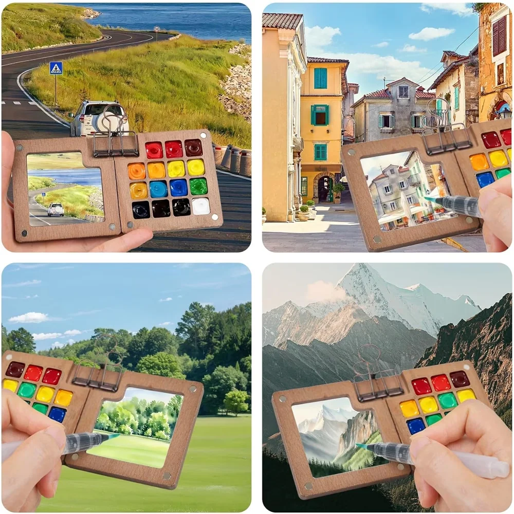 12/24colors Portable Watercolor Travel Art Set with Mini Palette & Compact - Upgraded Pocket Artist Watercolor Kit Suitable for Artists, Hobbyists, Journaling, Calligraphy, -the-
