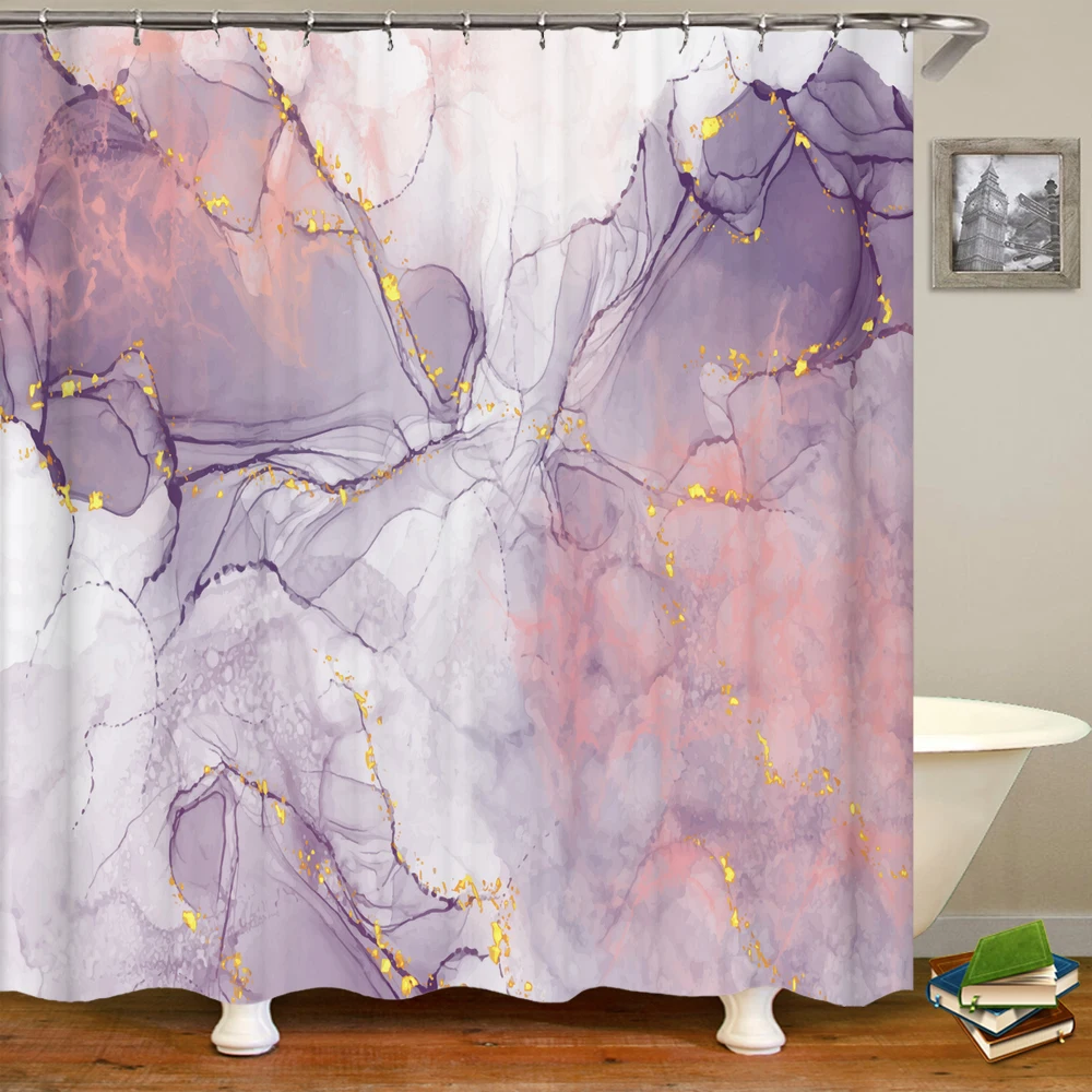 Colorful Abstract Marble Print Shower Curtain With Hook Waterproof Bathroom Curtain Polyester Curtain 3D Shower Curtains 180x180