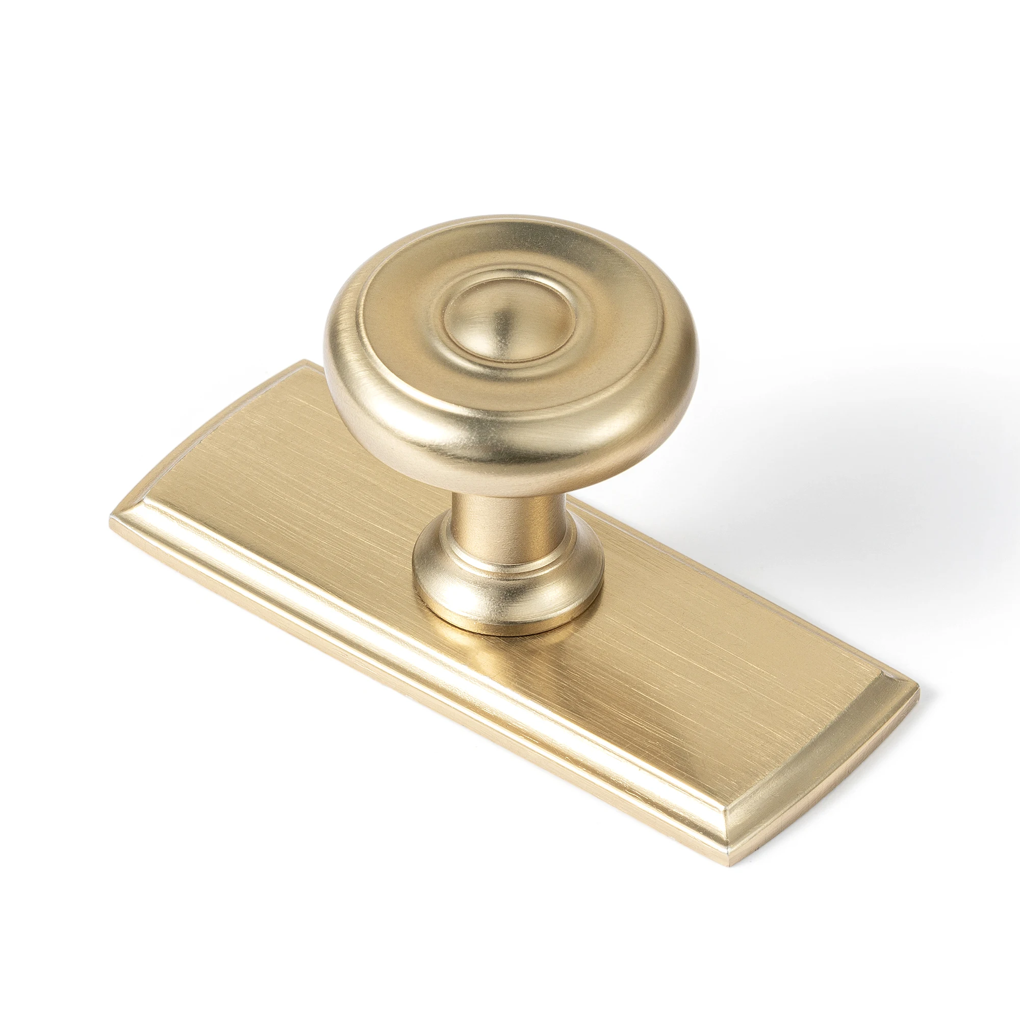 Goo-Ki Antique Brass Cabinet Knobs, 2-3/4 in Escutcheon Backplates, 6 Pack Zinc Alloy Construction, Traditional Stepped-Ring Profile, Warm Aged-Gold Tone, For Kitchen Cupboards, Vanities And Dressers