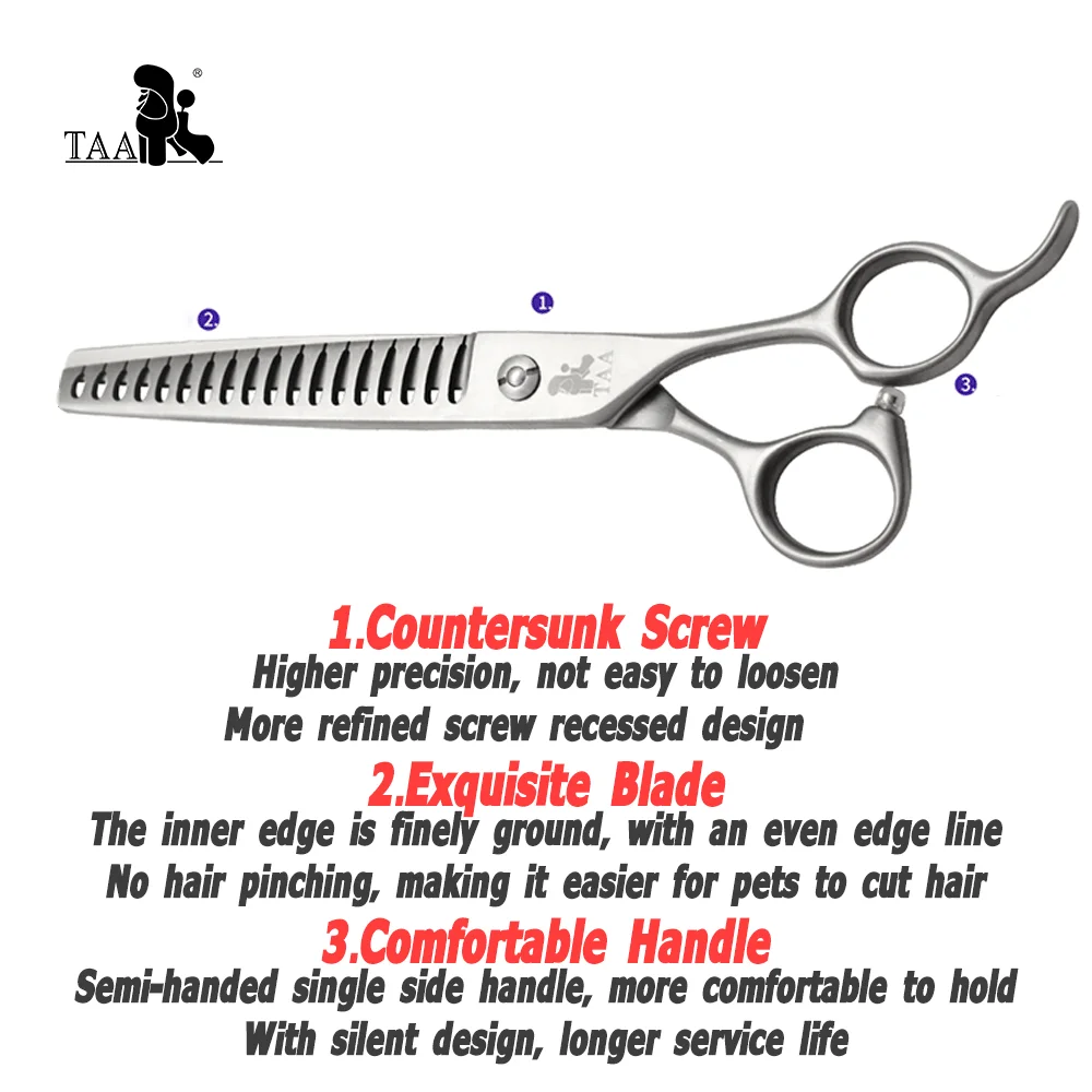 Imagem -02 - Taa Grooming Dog Scissors Pet Professional Tesoura de Osso de Peixe Serrilhada 440c Tesoura de Liga de Aço para Cães Gatos Animais de Estimação Corte de Cabelo