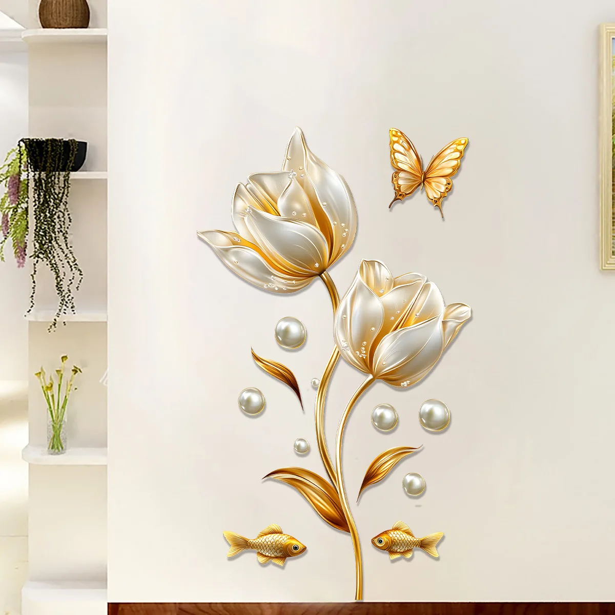 3D توليب الجدار ملصق فراشة زهرة ملصقات للإزالة غرفة المعيشة غرفة نوم الحمام خلفية ديكور المنزل الديكور الملصقات