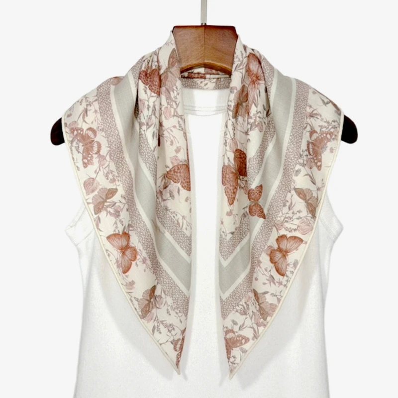 シルクウール-65-スクエアスカーフ-多用途-秋冬スタイル-両面オールマッチ-ウールシルクショールスカーフ-多用途-植物柄