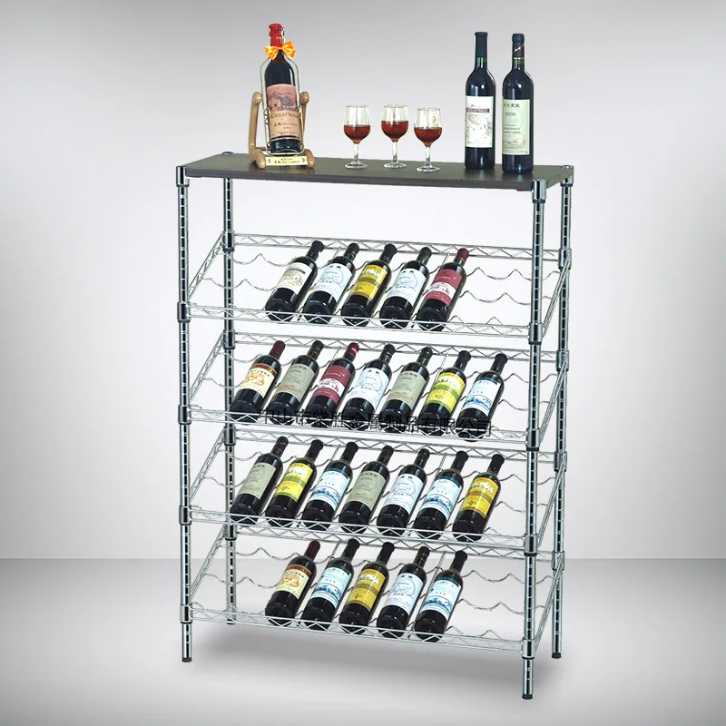 Large-capacity red wine rack Multi-layer wine storage rack  rack Amazon can hang wine glasses Top layer with wooden board