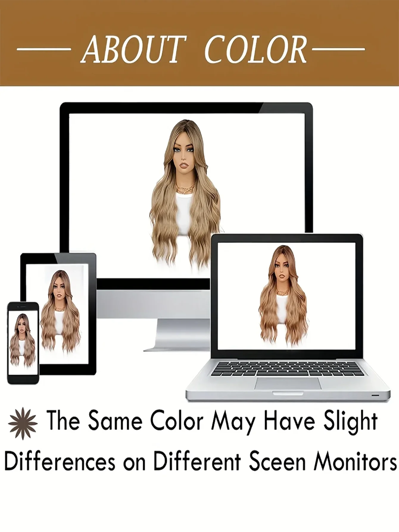 شعر صناعي طويل مموج ذهبي بني، شعر مستعار عالي الجودة 26 بوصة للنساء، يستخدم للاستخدام اليومي والكوسبلاي وعيد الميلاد وما إلى ذلك.