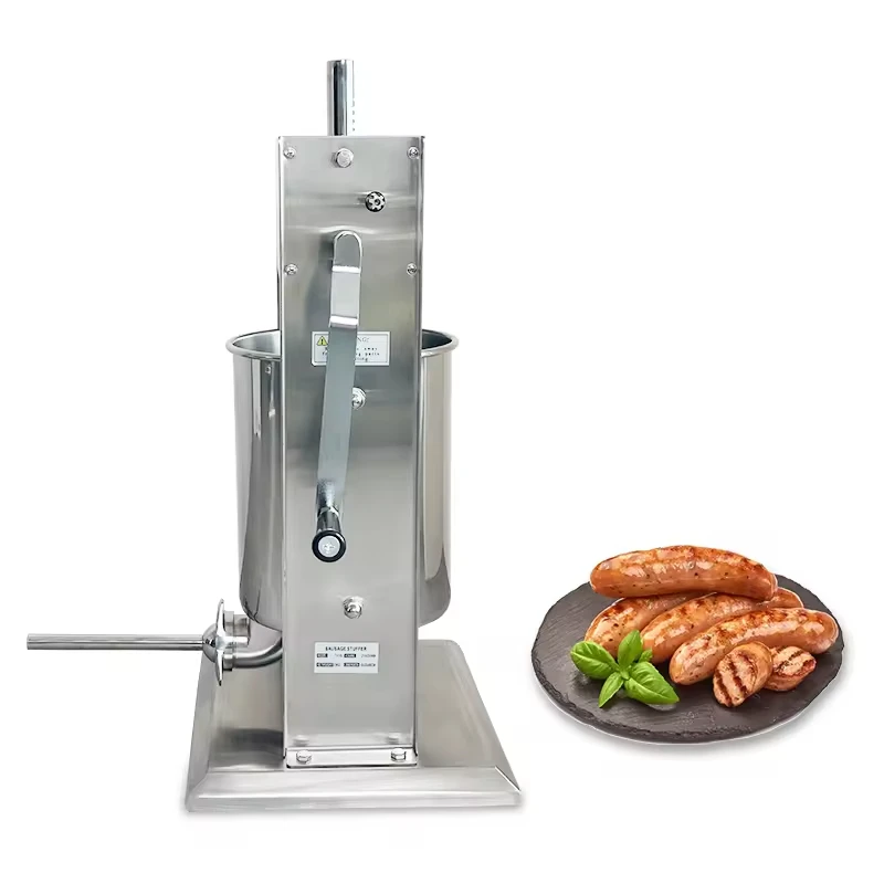 Manual 10L Stainless Steel Sausage Stuffer - Homemade Vacuum Enema Maker, Hand-Operated Filling Machine