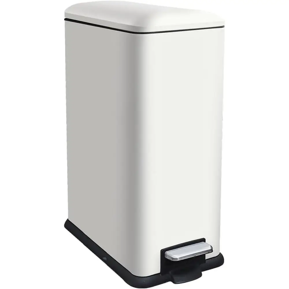 

45L Large Pedal Trash Bin with Soft Close Lid and Removable Inner Bucket, Suitable for Kitchen, Bathroom, and Office, White