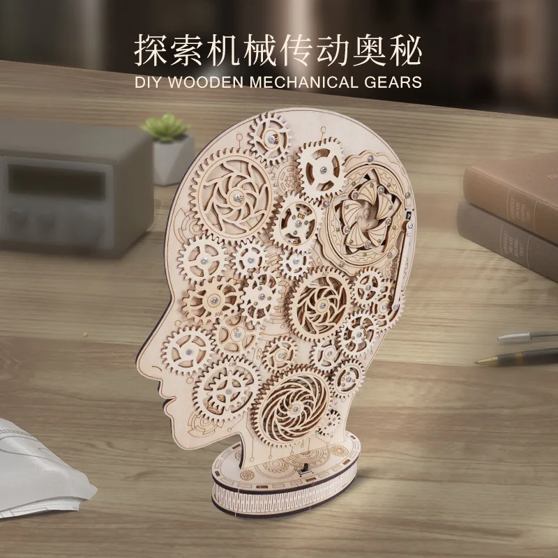 DIY 3D wooden decoration. Three-dimensional puzzle. Brain gear model. Adult puzzle manual brainstorming. Home decoration