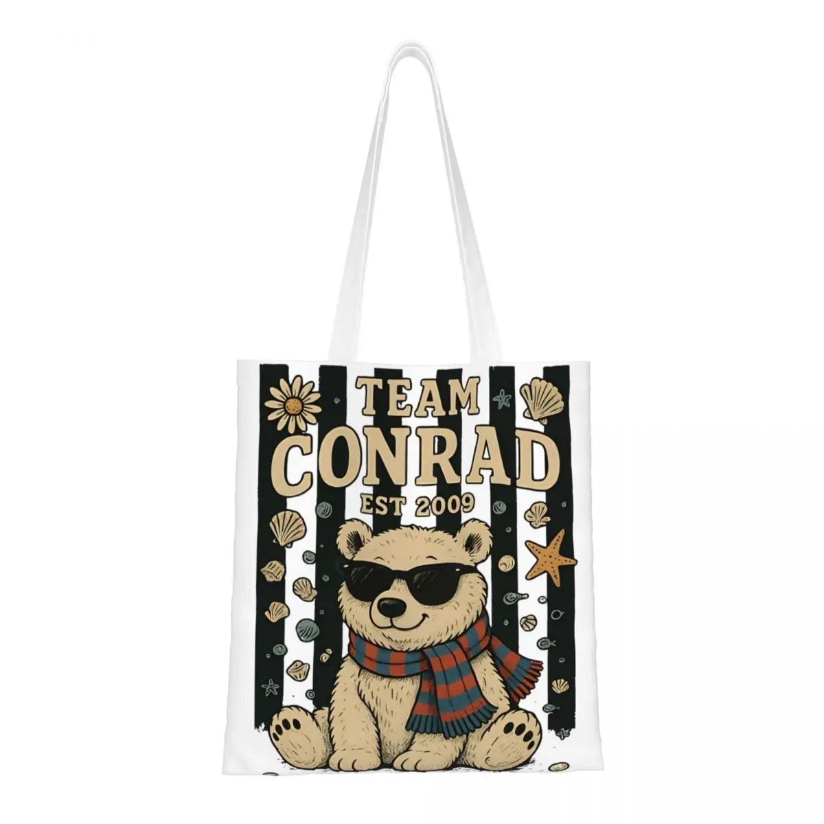 

Team Conrad Junior Mint Bear The Summer I Turned Pretty Canvas Tote Bag Большая вместительная продуктовая сумка для унисекс Дорожные сумки