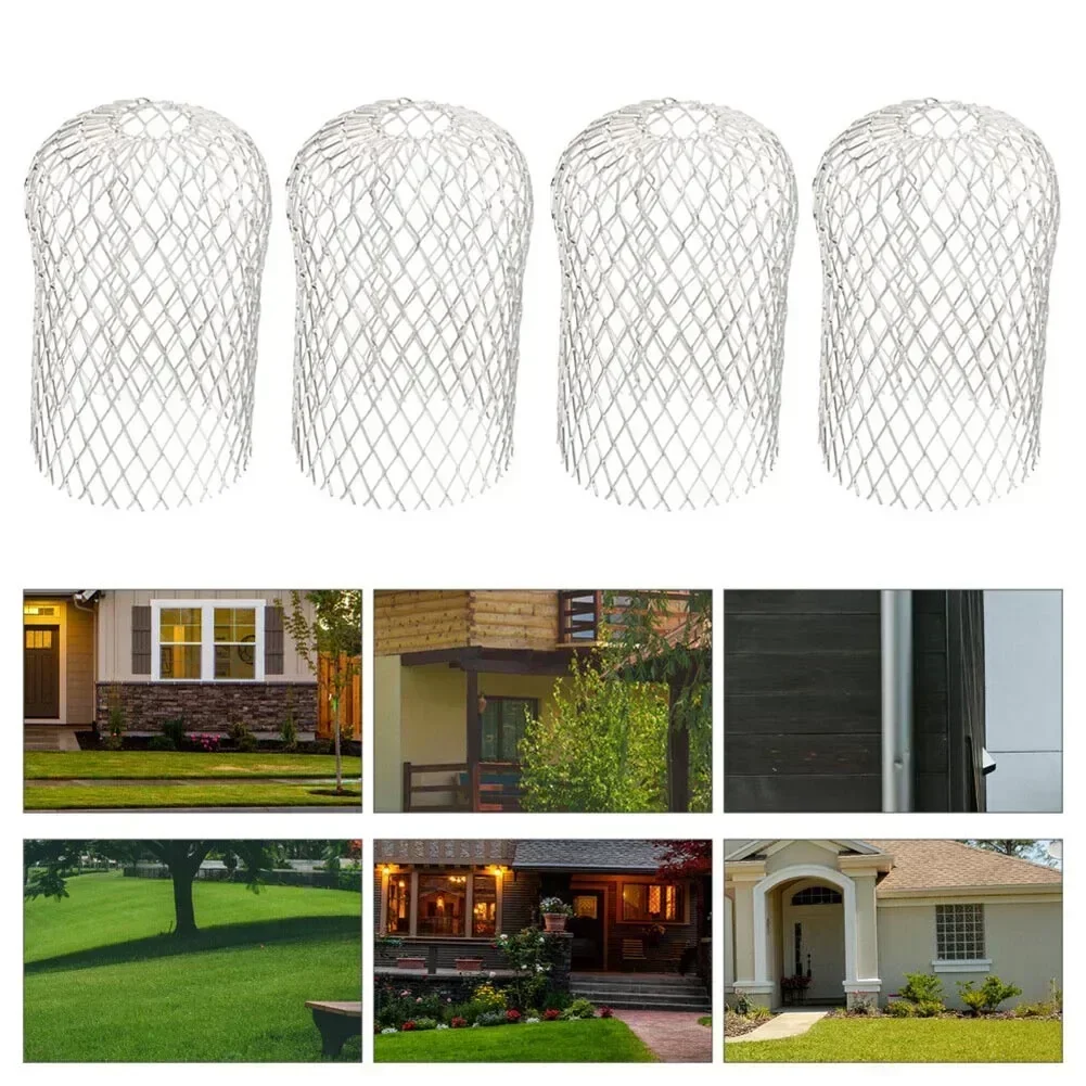4 PCS Gutter Aluminum Mesh Gutter Leaf Debris Mud Trap Guards Drain Pipe Cover Downpipe Gutter Guards Set