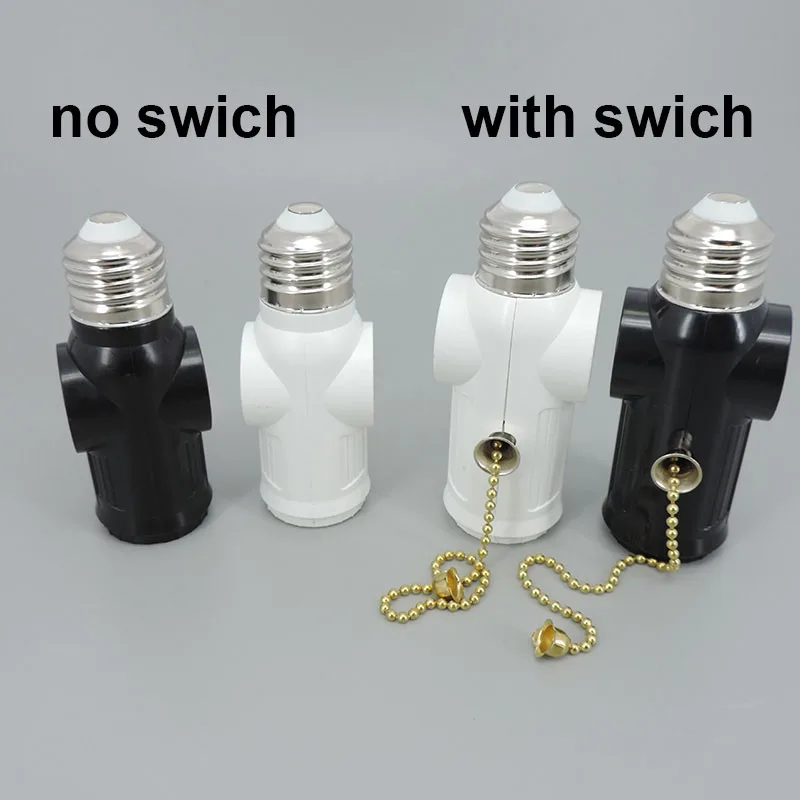 for US America power plug AC to E27 E26 to Light Bulb Adapter Lamp Holder Base Socket Pull Chain Switch Conversion White Black