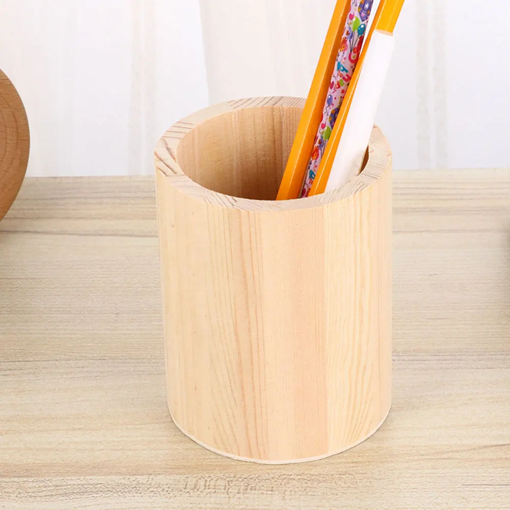 

3 Pcs Painting Storage Bucket Desk Pencil Holder Container for Office Wooden Large Capacity Creative Home
